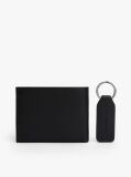 Black Leather Wallet and Key Fob Gift Set  Men