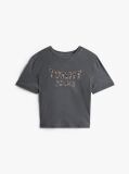 Black Boxy Leopard Varsity Tee  Women