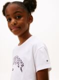 White Varsity Leopard Print Sateen Logo T-Shirt  Girls