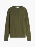 Green Cable Knit Crew Neck Jumper  Men
