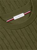 Green Cable Knit Crew Neck Jumper  Men