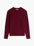 Red Cable Knit Crew Neck Jumper  Men