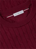 Red Cable Knit Crew Neck Jumper  Men