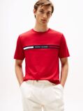 Red Crew Neck Logo Panel T-Shirt  Men