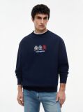 Blue Repeat Crest Logo Relaxed Sweatshirt  Men