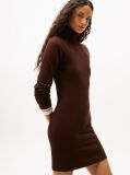 Brown Slim Midi Turtleneck Jumper Dress  Women