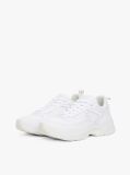 White Leather Mixed Texture Chunky Trainers  Women