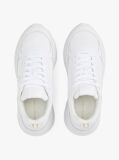 White Leather Mixed Texture Chunky Trainers  Women