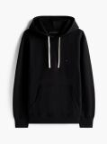 Black Drawstring Fleece Hoody  Men