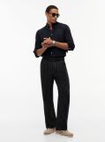 Black Regular Fit Washed Pure Linen Shirt  Men