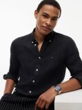 Black Regular Fit Washed Pure Linen Shirt  Men