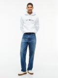 White Logo Fleece Drawstring Hoody  Men