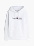 White Logo Fleece Drawstring Hoody  Men