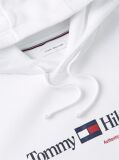 White Logo Fleece Drawstring Hoody  Men
