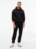 Black Varsity Logo Contrast Stripe Hoody  Men