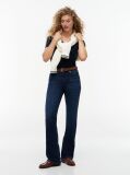 Blue Ribbed V-Neck Slim Fit T-Shirt  Women