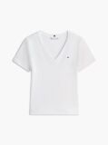 Beige Ribbed V-Neck Slim Fit T-Shirt  Women