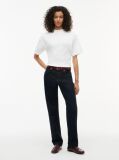 Beige Gold-Tone Button Mock Neck T-Shirt  Women