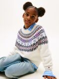Beige Fair Isle Relaxed Balloon Sleeve Jumper  Girls