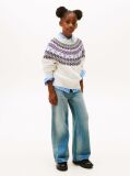 Beige Fair Isle Relaxed Balloon Sleeve Jumper  Girls
