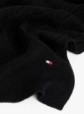 Black Hilfiger Flag Cable Knit Wool Blend Scarf  Men