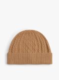 Brown TH Crest Cable Knit Beanie  Men