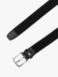 Black Square Buckle Textured Belt  Men