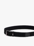 Black Square Buckle Textured Belt  Men