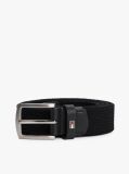 Black Square Buckle Textured Belt  Men