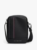 Black Metal Logo Crossbody Reporter Bag  Men