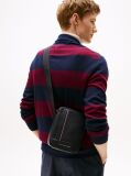 Black Metal Logo Crossbody Reporter Bag  Men