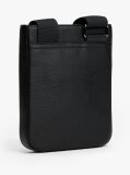 Black Metal Logo Pebble Grain Crossbody Bag  Men