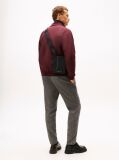 Black Metal Logo Pebble Grain Crossbody Bag  Men