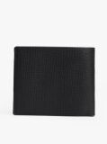 Black Hilfiger Flag Leather Card And Coin Bifold Wallet  Men