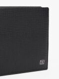 Black Hilfiger Flag Leather Card And Coin Bifold Wallet  Men
