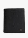 Black Hilfiger Flag Leather Trifold Wallet  Men