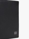 Black Hilfiger Flag Leather Trifold Wallet  Men