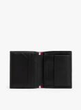Black Hilfiger Flag Leather Trifold Wallet  Men