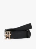 Black TH Monogram Leather Belt  Women