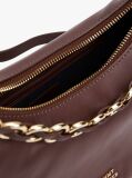 Brown Logo Leather Crescent Crossbody Bag  Women