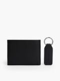 Black Leather Wallet and Key Fob Gift Set  Men