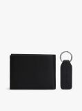 Black Leather Wallet and Key Fob Gift Set  Men