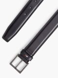 Black Leather TH Business Topstitch Belt  Men