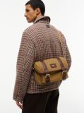 Brown Textile Buckle Flap Crossbody Messenger Bag  Men