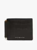 Black Croco-Print Leather Metal Hinge Wallet  Men