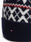 Blue Wool Blend Fair Isle Beanie  Men