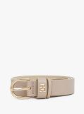 Beige Essential TH Monogram Leather Belt  Women