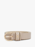 Beige Essential TH Monogram Leather Belt  Women