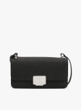 Black Logo Plaque Flap Crossbody Bag  Women