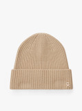 Beige Pure Cashmere Rib-Knit Beanie  Women